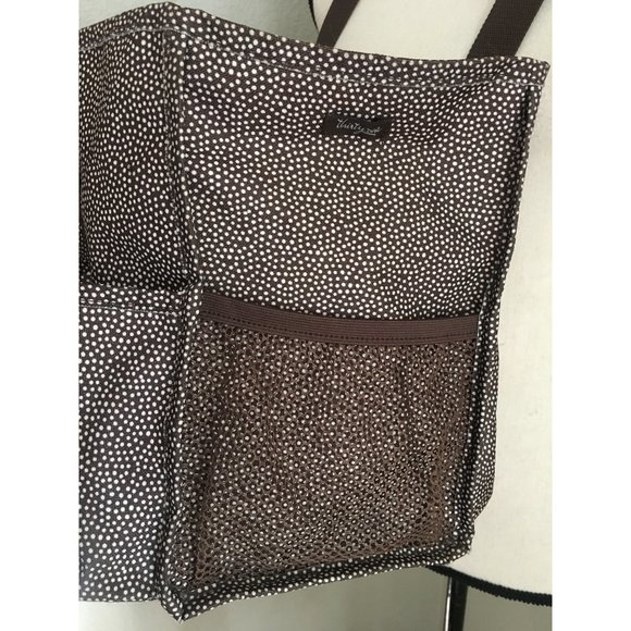 Thirty-One Medium Utility Tote Brown with White Polka Dots - Picture 4 of 6